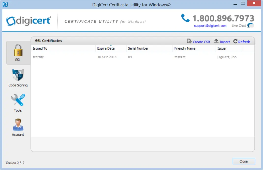 DigiCert Certificate Utility for Windows