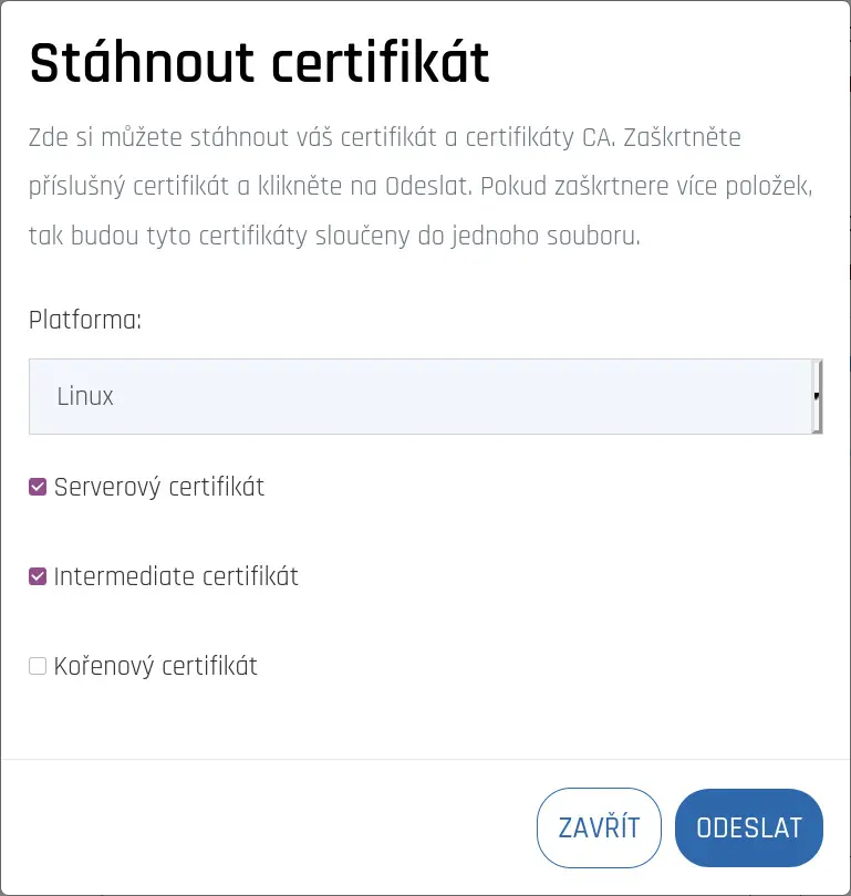 Možnosti stiahnutia certifikátu