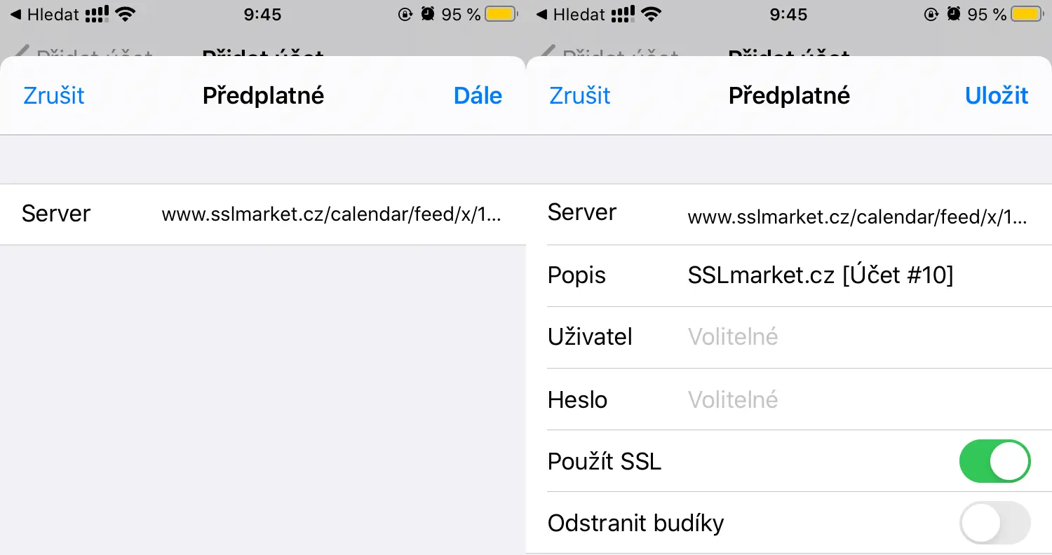 Nastavenie kalendára v iPhone.