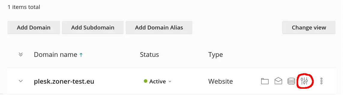 Hosting settings v Plesku
