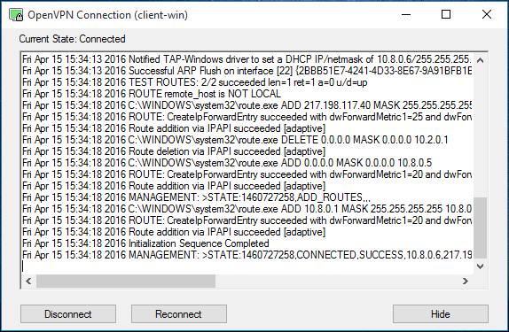 Log aplikace OpenVPN