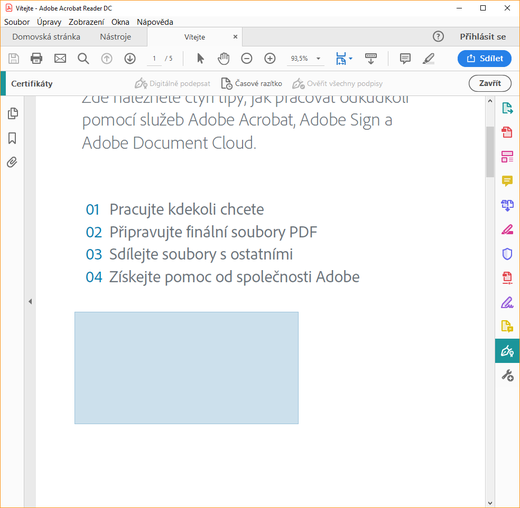Podpis v Adobe Readeru