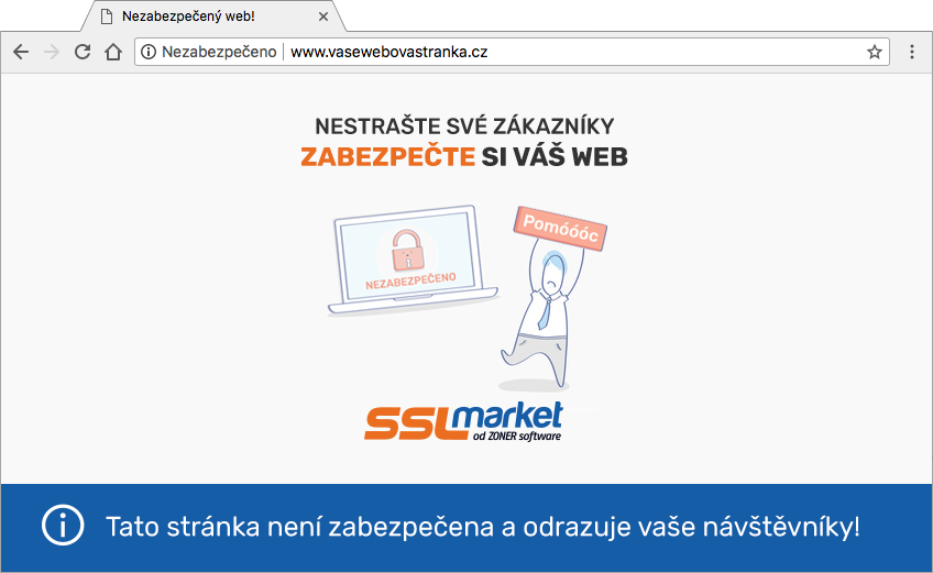 Tento web není zabezpečený certifikátem a odrazuje návštěvníky