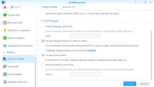 synology - nastavení SSL pro weby