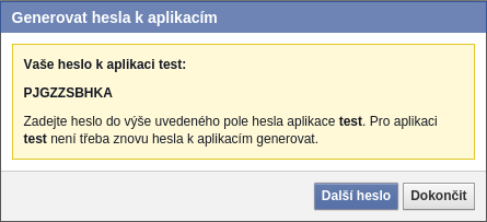 Facebook - heslo aplikace