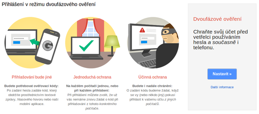 Dvoufázové přihlášení na účet Google
