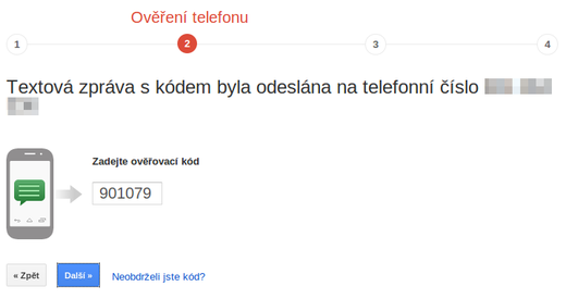 Nastavení Google dvoufázové autentikace krok 2