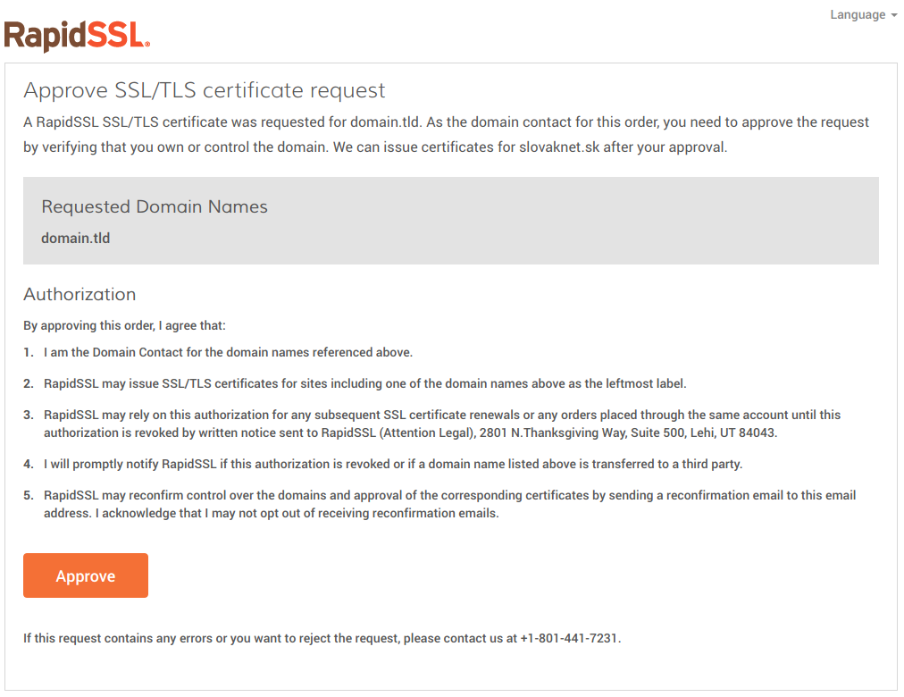 Zobrazenie webovej stránky pre potvrdenie overenie SSL/TLS certifikátu (GeoTrust)