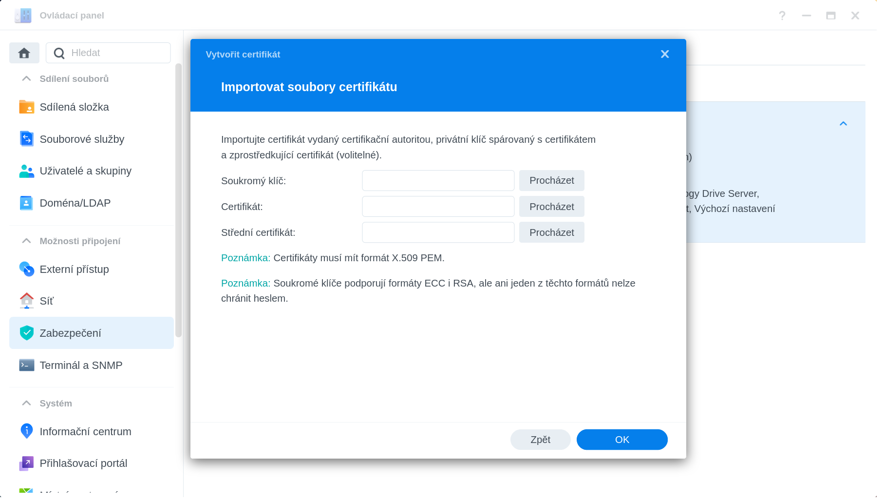 synology - importovať certifikat