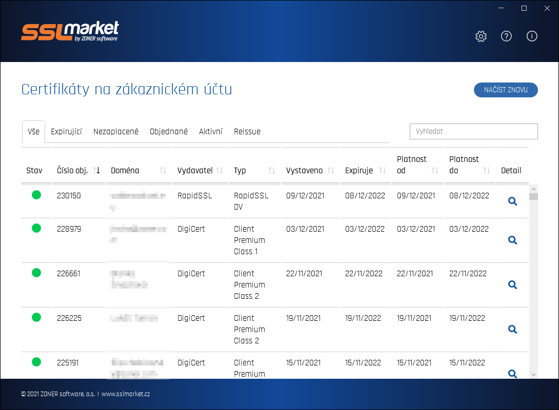 Aplikácia SSLmarket pre Windows